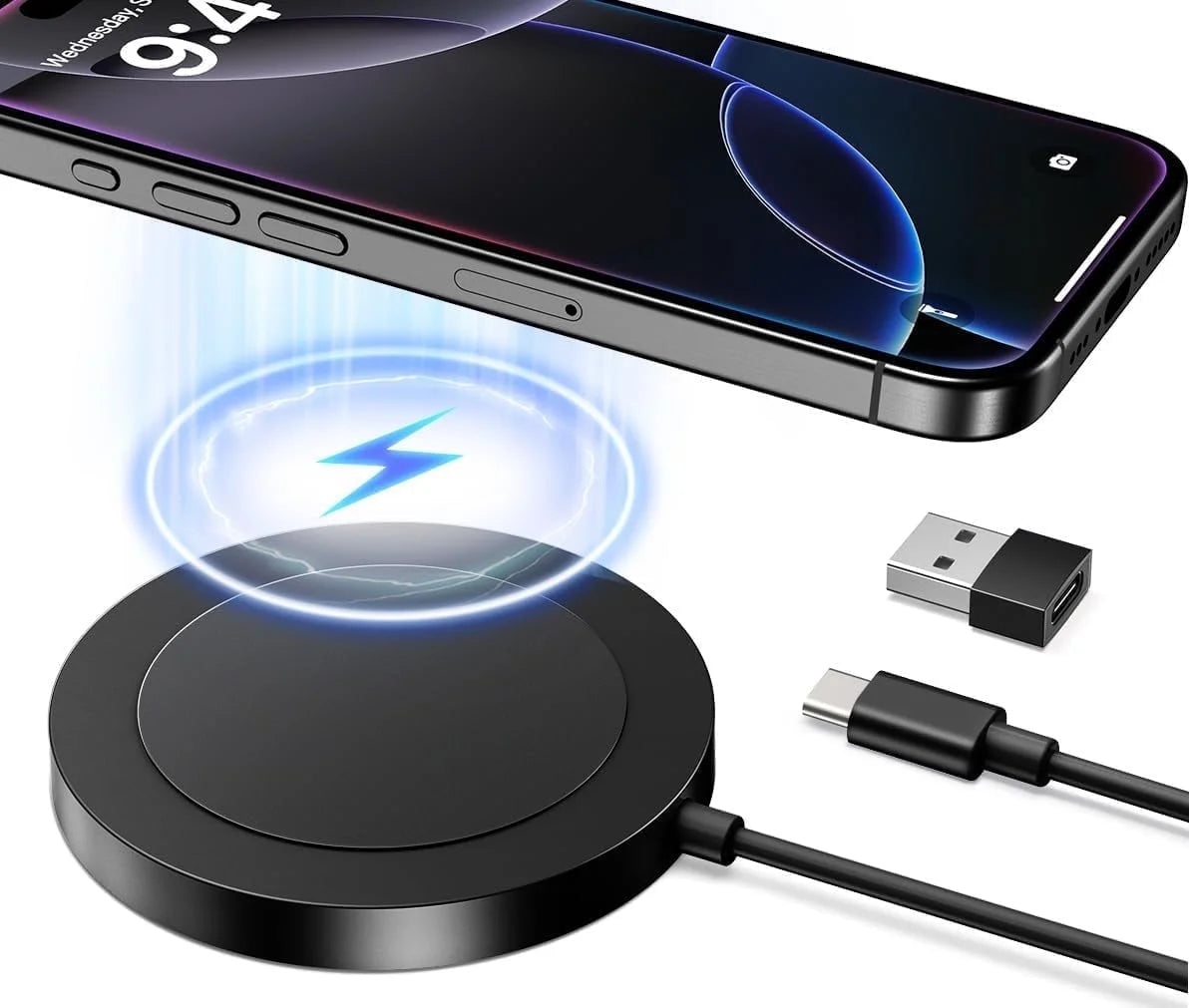 Wireless Charger - Charging Pad Compatible for Iphone 16/16 Pro/16 Plus/16 Pro Max/ 15/15 Pro/15 Plus/15 Pro Max/14/13/12/11 & Airpods 3/2/Pro