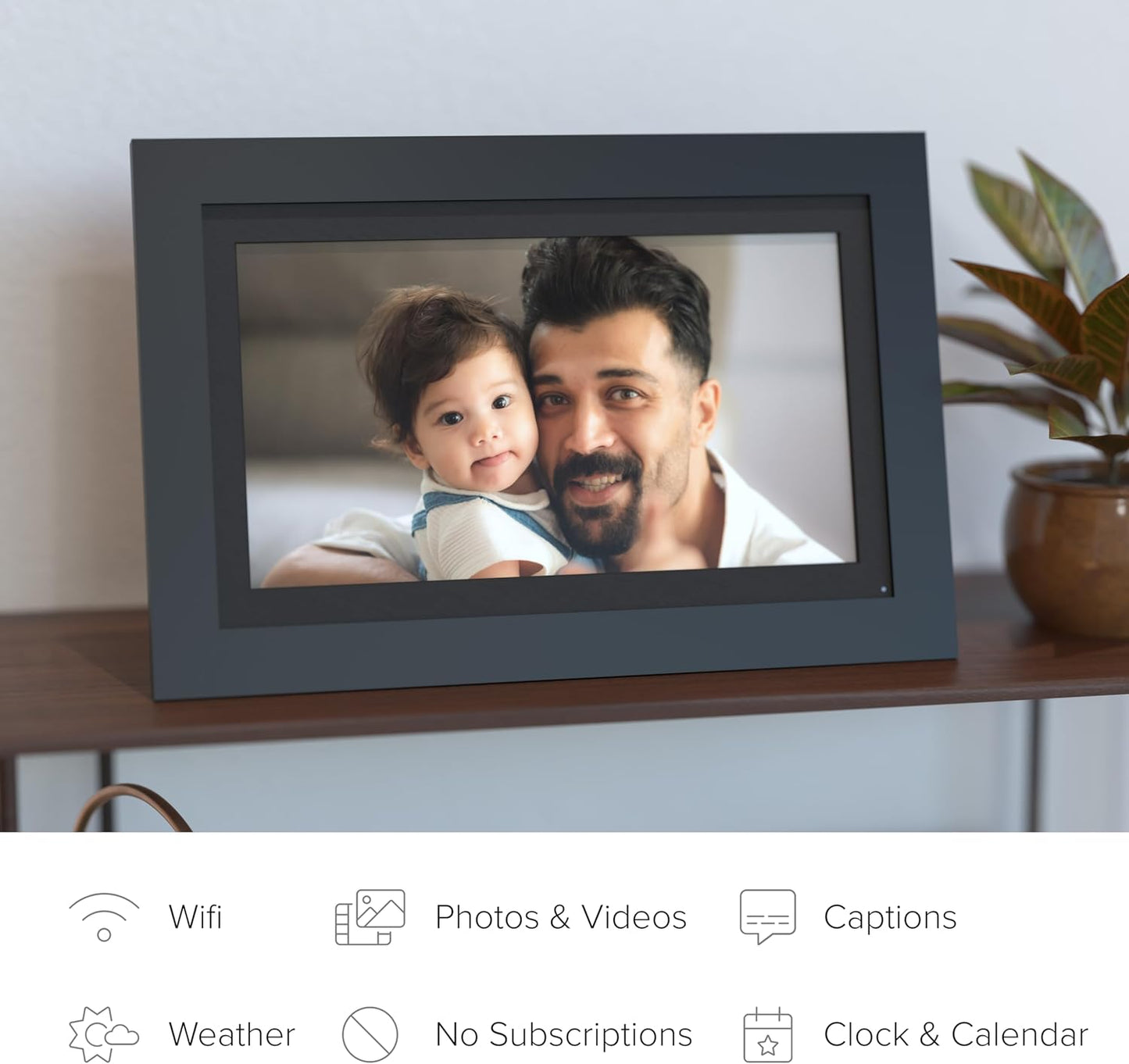 Photoshare Friends and Family Smart Frame Digital Photo Frame, Send Pics from Phone to Frame, Wifi, 8 GB, Holds over 5,000 Photos, HD, 1080P, Ios, Android (14", Black)