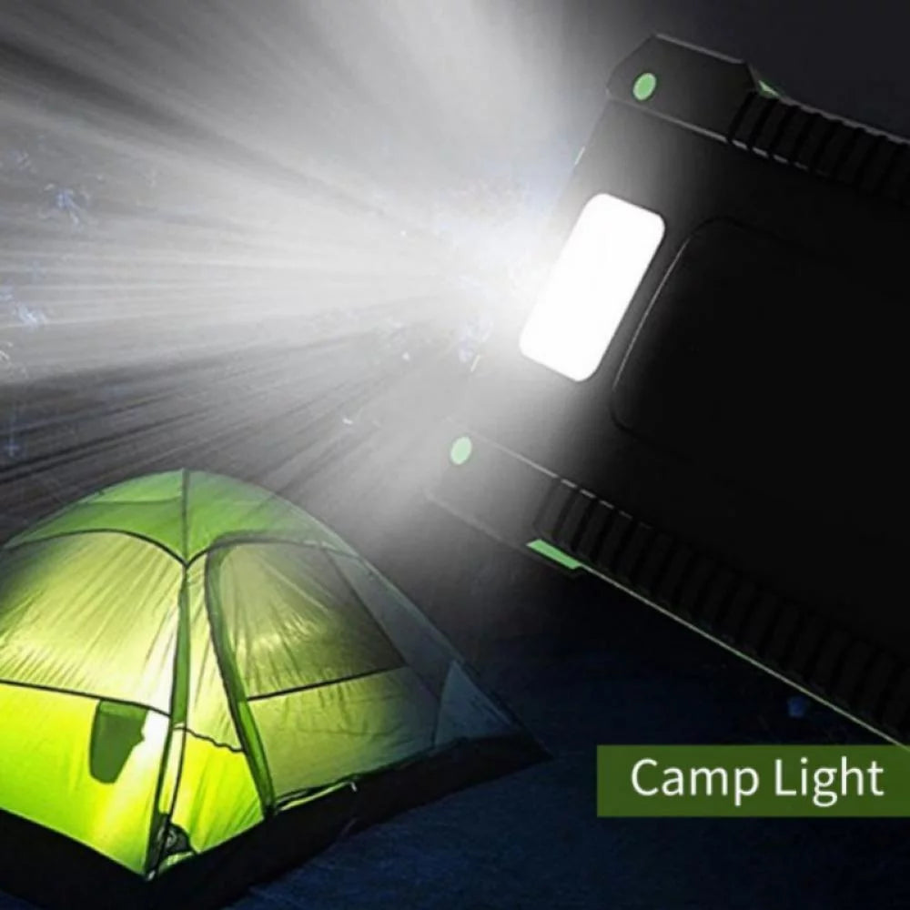 50000Mah Solar Power Bank Dual USB Portable Battery Charger with LED Light for Phone, Pad, Android— Green