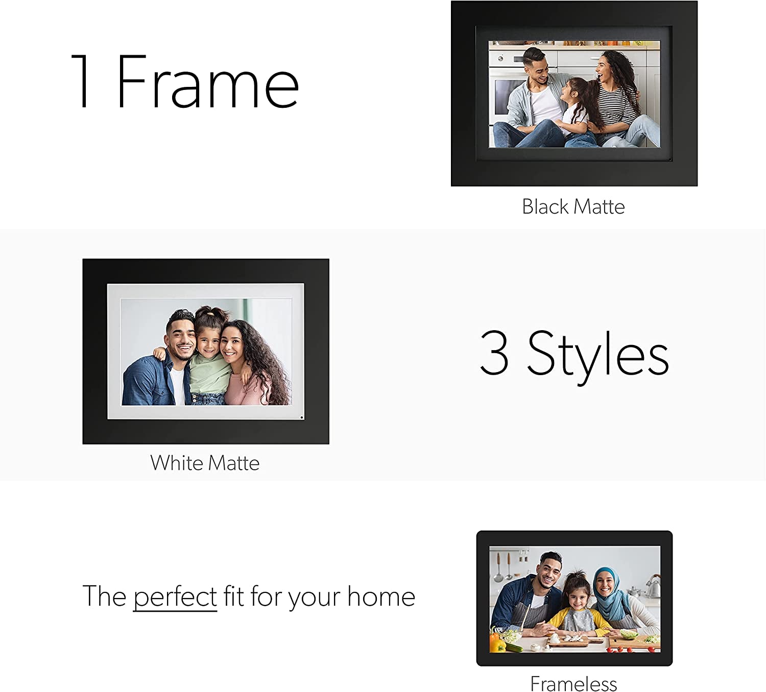 Photoshare Friends and Family Smart Frame Digital Photo Frame, Send Pics from Phone to Frame, Wifi, 8 GB, Holds over 5,000 Photos, HD, 1080P, Ios, Android (14", Black)