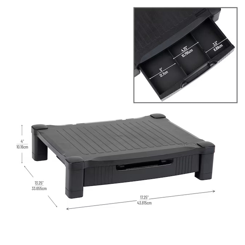 Monitor Stand Riser with Drawer Storage for Computer, Laptop, Desk, Imac, Dell, Hp, Printer, Black