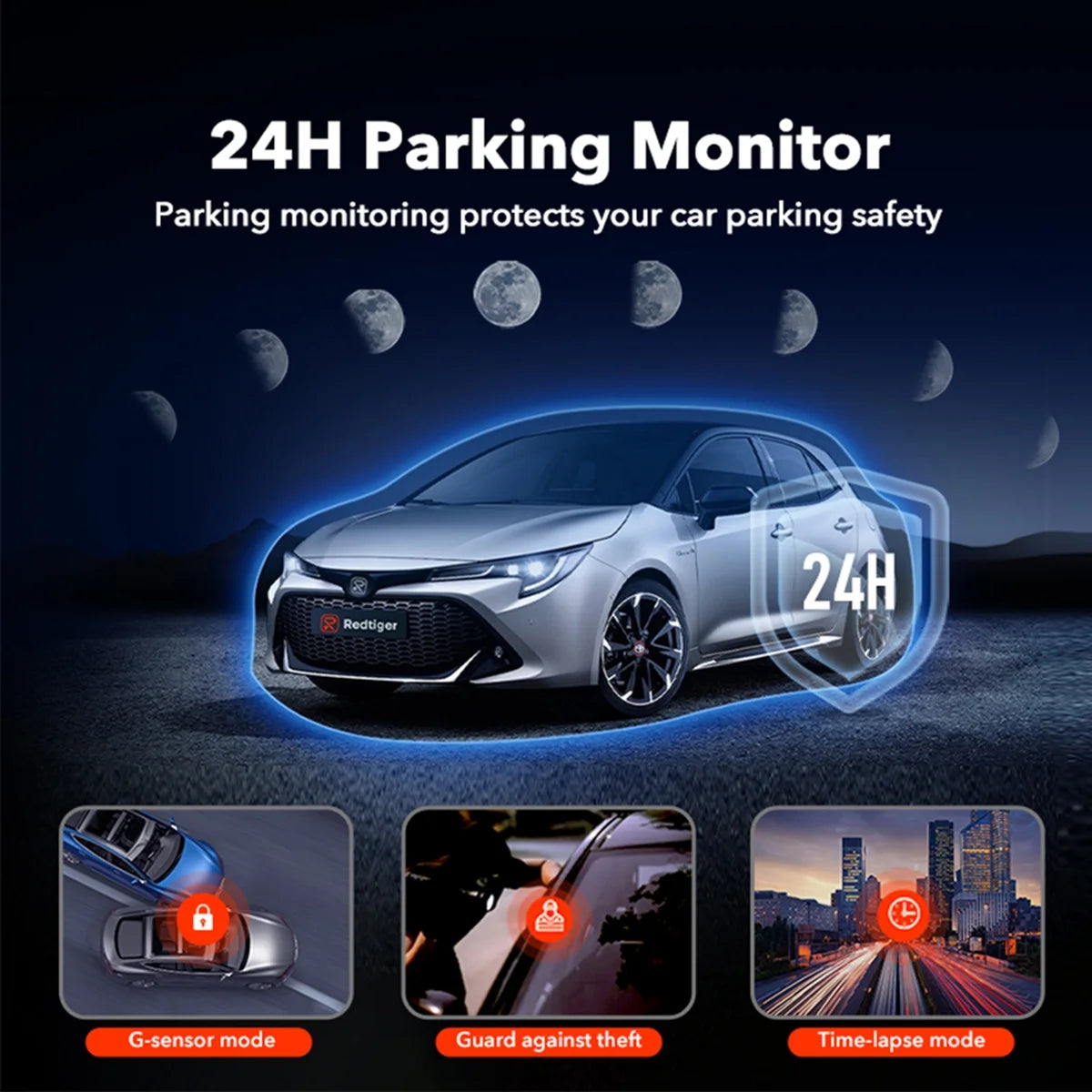 Dash Cam, 4K UHD Car Camera Front with Wi-Fi GPS, 3.18" LCD Screen, G-Sensor, Night Vision, 24H Parking Monitor