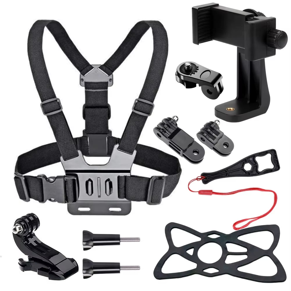 Phone Chest Mount Strap Belt Harness for 360 Mobile Cell Phone Clip Holder for Iphone 13 Xiaomi Samsung Gopro Hero 10 9 8 7