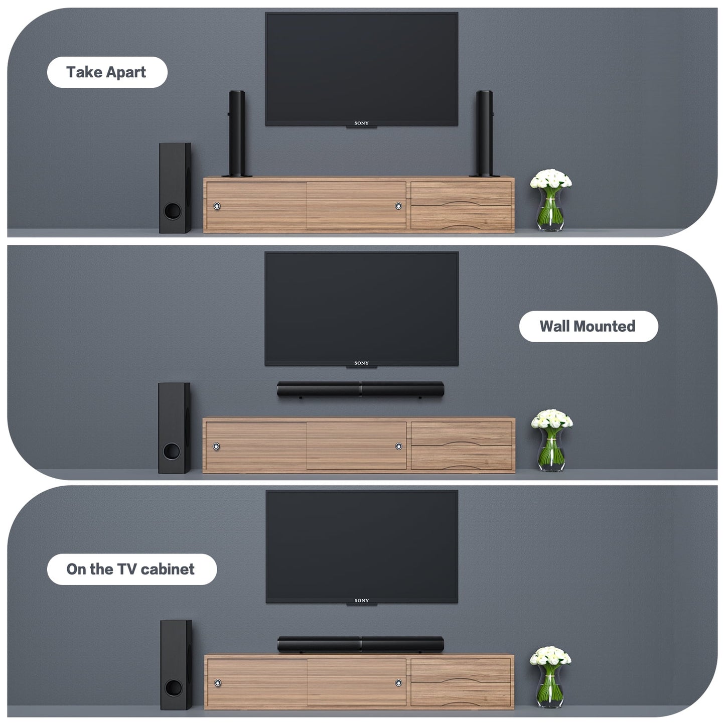 4.1Ch Sound Bar with Subwoofer, 120W Separable Sound Bar for TV with 4 Drivers, Usb/Aux/Coaxial/Optical/Hdmi/Bluetooth Connect, SD01